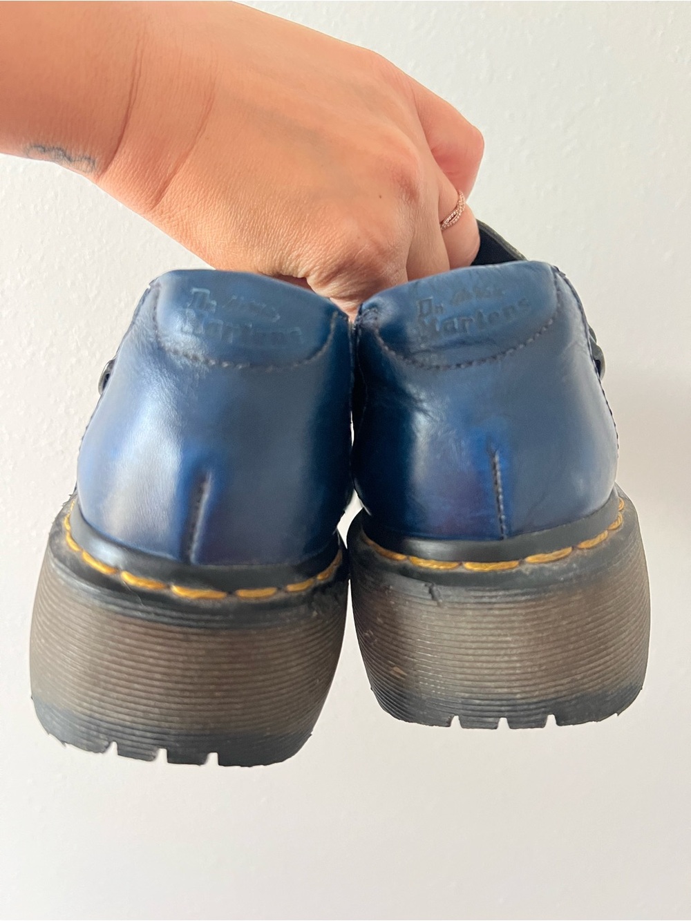 DR. MARTENS | Rare Vintage Blue Leather Lug Sole Marijane Platform Shoes | 8 - Picture 4 of 8